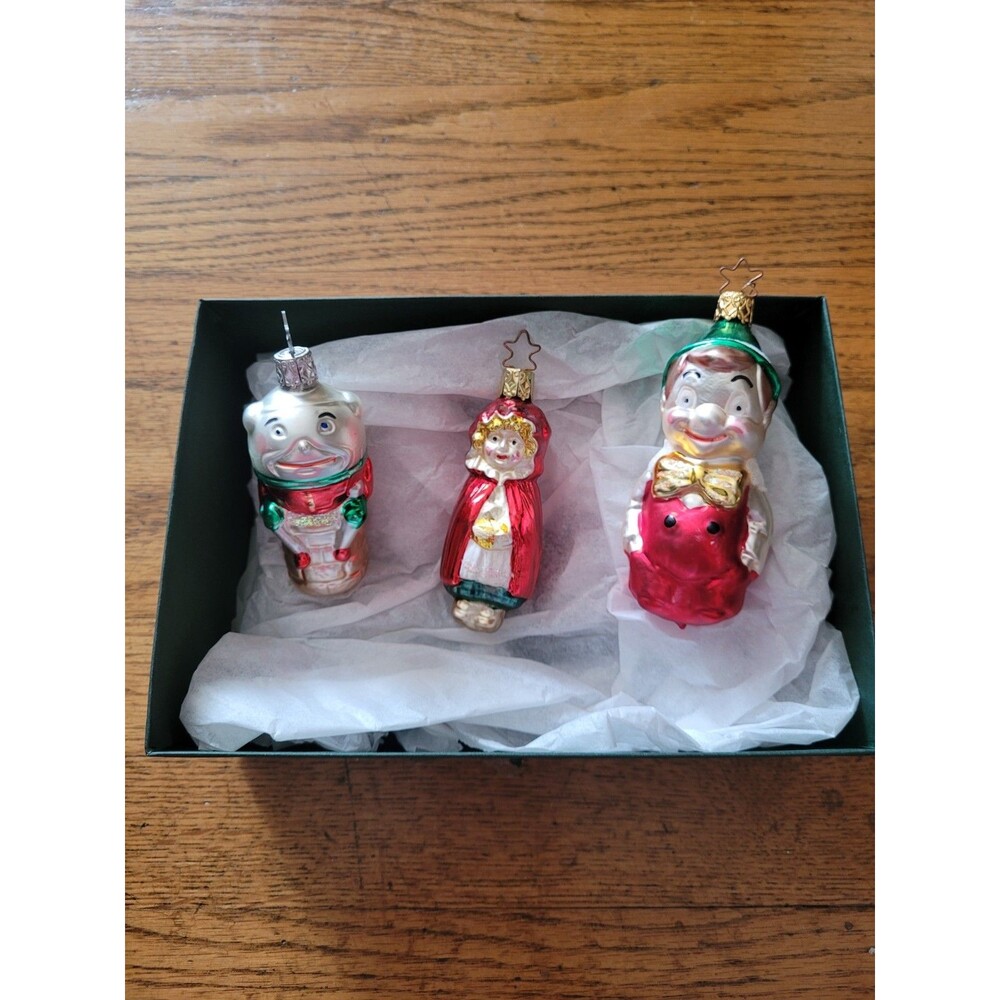 Dept 56 Blown Glass Christmas Ornaments Storybook Characters 3 piece Set